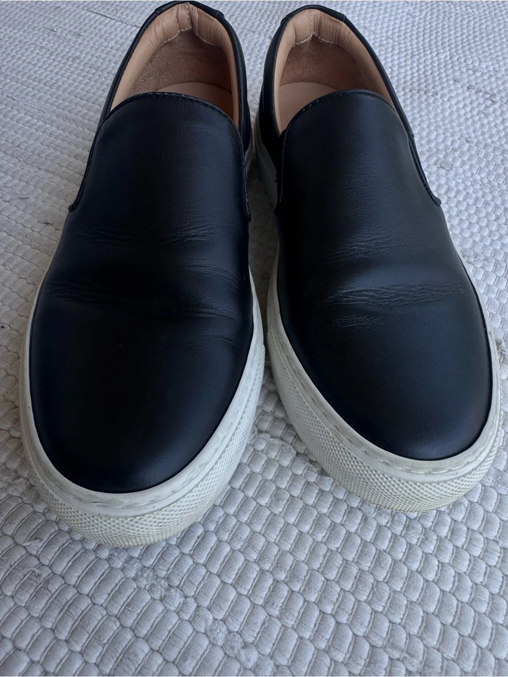 GREATS Brooklyn Black Leather Slip-On Platform Sneakers 38.5 / US 8.5